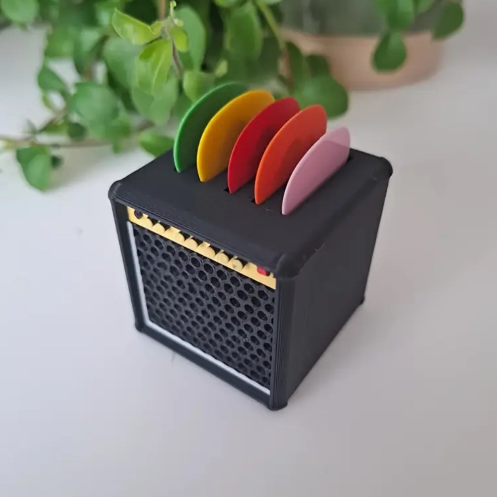 Guitar Pick Holder, Black Mini Amplifier with Colorful Picks, NEW, Pick Holder - Picture 4 of 4